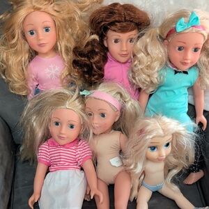 Lot Of Six Fashion Dolls Set Some 18 Inch Blonde Brunette Clothes Accessories